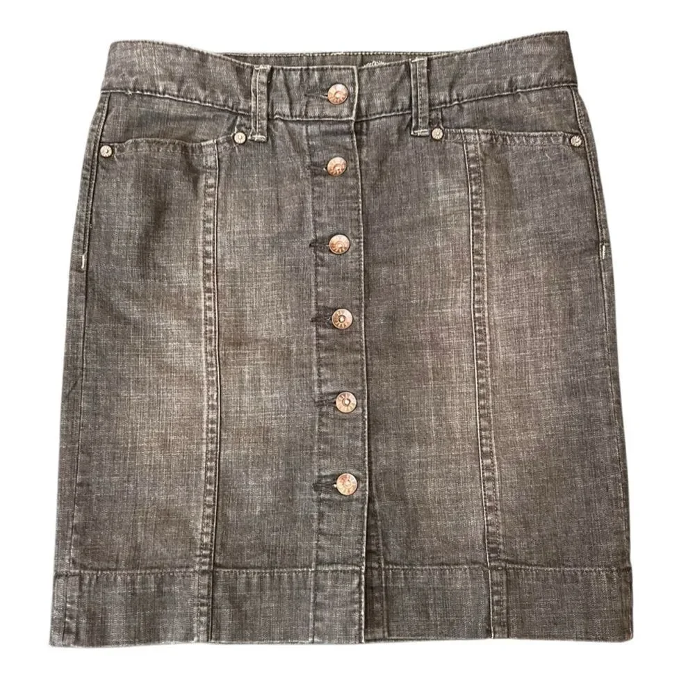 GAP 1969 Limited Edition Straight Denim Skirt Botton Front Black Wash Size 2